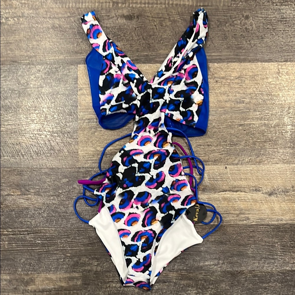 Keva J Monokini Blue and Pink Swimwear XL NWT